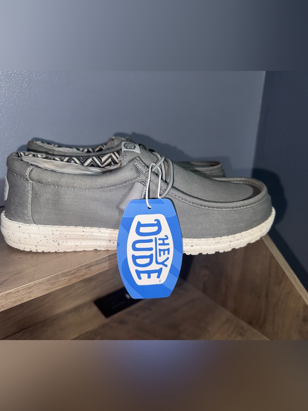 Hey Dude Men's 9 Grey Canvas Slip-On Shoes